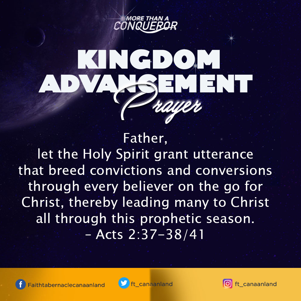 ft_canaanland's tweet photo. Hallelujah! it's another Wednesday!

Father, let the Holy Spirit grant utterance 
that breeds convictions and conversions through every believer on the go for Christ, thereby leading many to Christ all through this prophetic season.
– Acts 2:37-38/41 https://t.co/x1pM4xRy3J