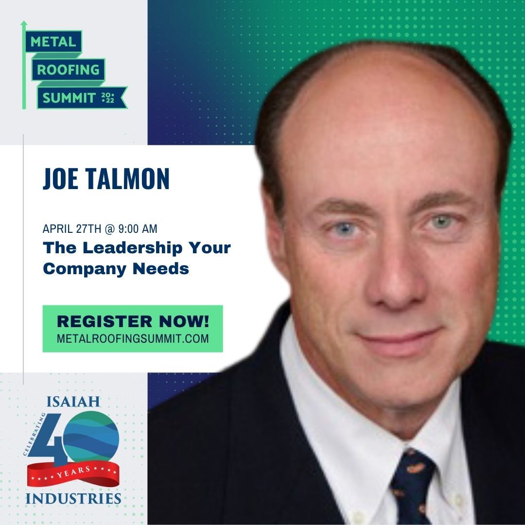Isaiah_Ind's tweet photo. Being a great leader doesn't come easy, but Joe Talmon of Dave Yoho Associates can help you get there. Seats are filling up and there's only a few weeks left before our 2022 Metal Roofing Summit kicks off. Get your tickets while you can: https://t.co/EKWwfRwaHb https://t.co/cfinP0TRln
