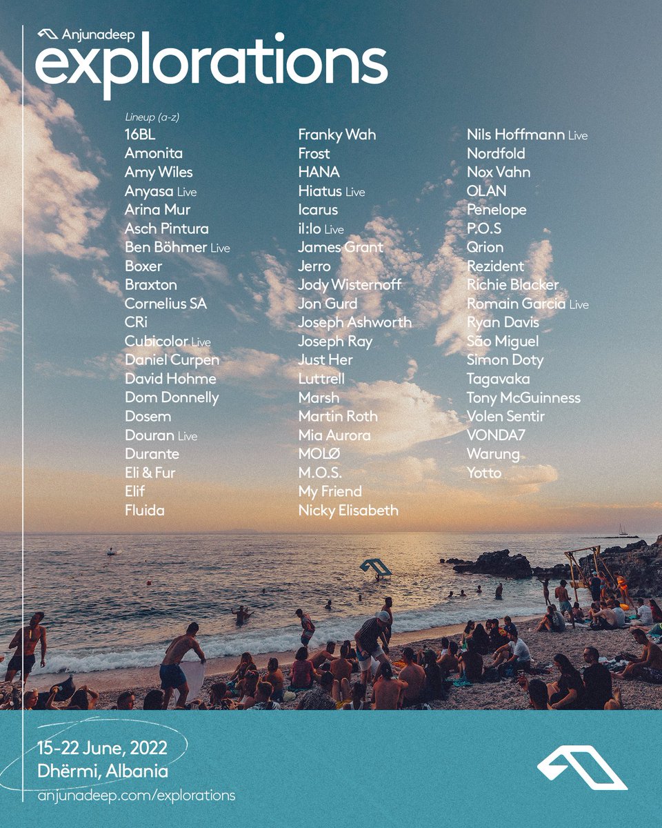 Anjunadeep Explorations just got bigger...🏝
We’re excited to reveal our full lineup below ⬇️
Re-released packages will be available for purchase Wednesday, April 20 from 12pm BST.
Sign up to the waitlist ➜ anjunadeep.com/explorations