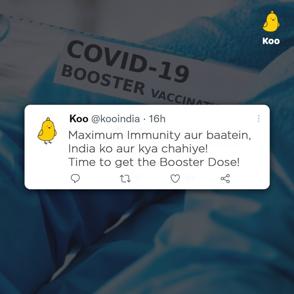 KooForBrasil's tweet photo. Aap kab le rahe hain apna booster dose? Koo karke bataiye #BoosterForIndia #KooKiyaKya https://t.co/ZKrWhvB3TO