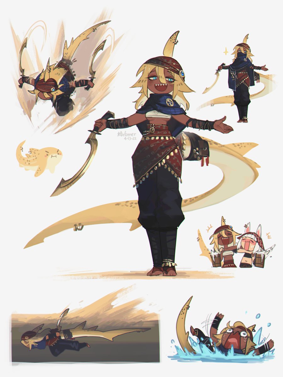 A shark girl who swims in the sand 🦈🏜️