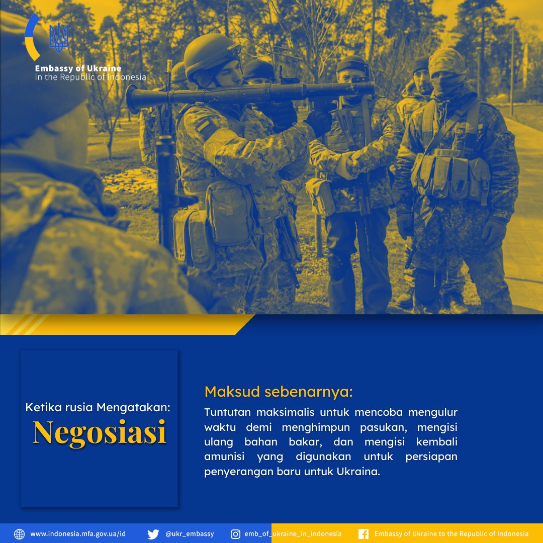 UKRinIDN's tweet photo. Berikut istilah yang acap kali digunakan oleh media dan propaganda yang beredar, serta makna sebenarnya sesuai dengan yang terjadi di lapangan. https://t.co/9uRgbPrng1