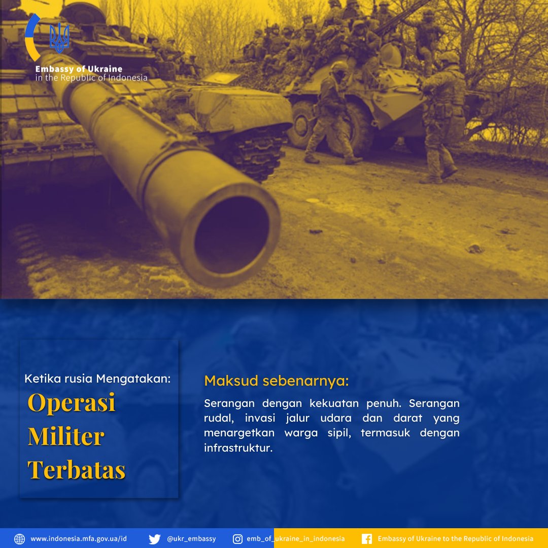 UKRinIDN's tweet photo. Pastikan Anda jeli dalam menerima segala narasi dan berita yang ada.

#StandWithUkraine
#Stoprussianaggression
#KitaBersamaUkraina
#UkrainaTolakPenjajahan
#BencanaKemanusiaan
#HentikanPerang
#UkraineUnderAttack https://t.co/1xUhDf1iJx