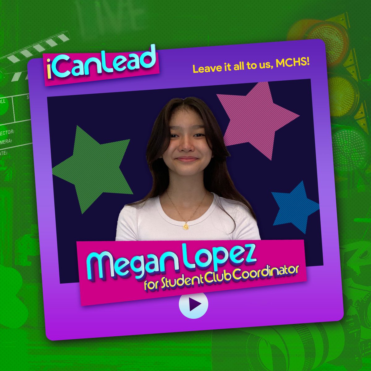 Meganalysalopez's tweet photo. My name is Megan Alysa Lopez from the iCanLead Party, running as your next SCEB Student Club Coordinator. I love YOU <33 and am ready to lead and serve you, MCHS! 🤩

This is meant to be! 😉 Vote for leaders that will work for you and with you next school year 🥰🤝 https://t.co/cmREN9UaGg