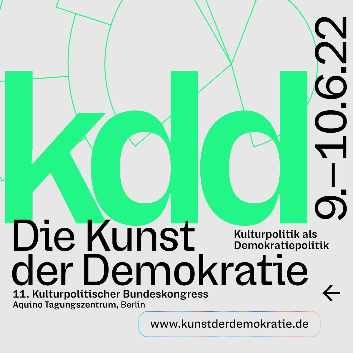 Die Kunst der Demokratie - Kulturpolitik als Demokratiepolitik. Das Thema aktueller denn je!
Kulturpolitischer Bundeskongress
live in Berlin am 9./10. Juni
Infos und Anmeldung unter
kunstderdemokratie.de

#kultur #kulturpolitik #demokratie