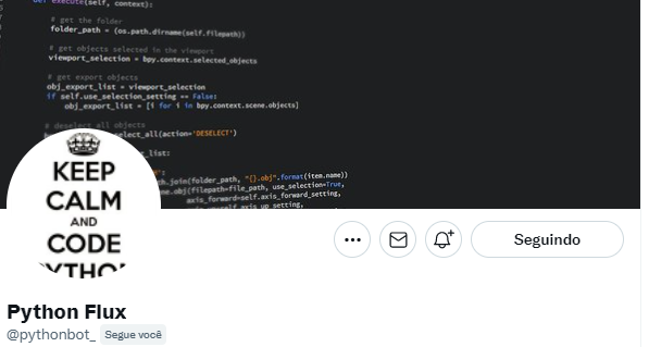 EduardoValenteI's tweet image. #Python👉just followedme! on #Twitter :.@pythonbot_
#pythonbot_ #influencer in #Python programming language
Everything about #Python programming language !
🇧🇷-#WebSummit #EduardoValente - #SEO #GlobalCitizen #Leaders