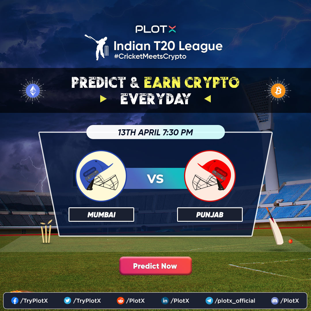TryPlotX's tweet photo. Mumbai is looking for their first win this season against Punjab today.
Are they going to make it?
Pick your winning team now: https://t.co/KjhYg02pJP
#Cricket #Crypto #CricketMeetsCrypto #CricketTwitter https://t.co/sSFwIUqhZM