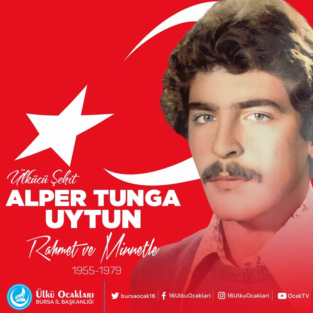 Şehadetinin 43. Yılında Ülkücü Şehidimiz Alper Tunga Uytun'u rahmet ve minnetle anıyoruz. Aziz ruhu şâd, mekanı cennet olsun.
