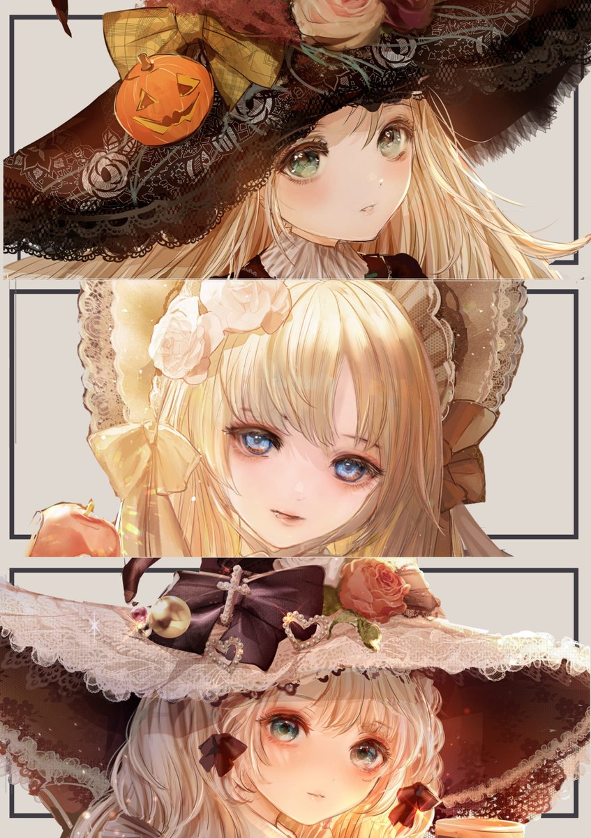 hat blonde hair witch hat blue eyes flower hat flower bow  illustration images