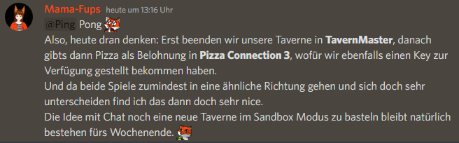 IsiTheFennec's tweet photo. Hey Foxxo-Fam🦊💜
Dran denken, in knapp 40 Minuten geht es los!
Erst beenden wir die Taverne in #TavernMaster, danach basteln wir Pizza und Pibas in #PizzaConnection3!
Hab jetzt schon hunger🤤
#PibaFüchse #TeamCuriosity #GERVtuber https://t.co/OFddsjB4Kv