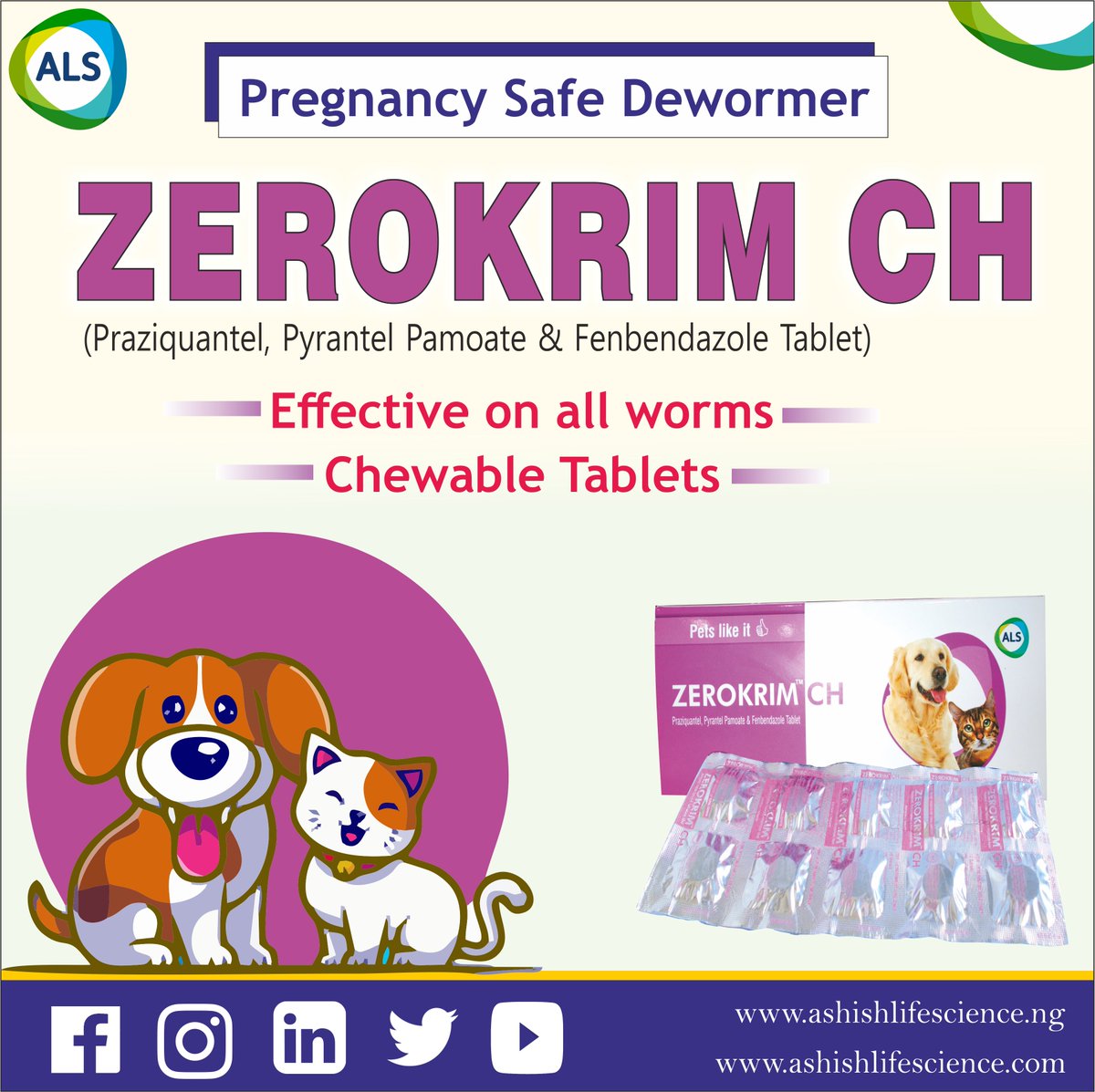 ZEROKRIM CH is the best dewormer for dogs & cats. Its effective on all worms & safe to use in pregnancy.

Contact us: wa.me/917045350185
visit: bit.ly/3KFdD2O
 
#zerokrimch #dewormer #dogsdewormer #animaldewormer #safeinpregancy #pregnancysafedewormerfordogs