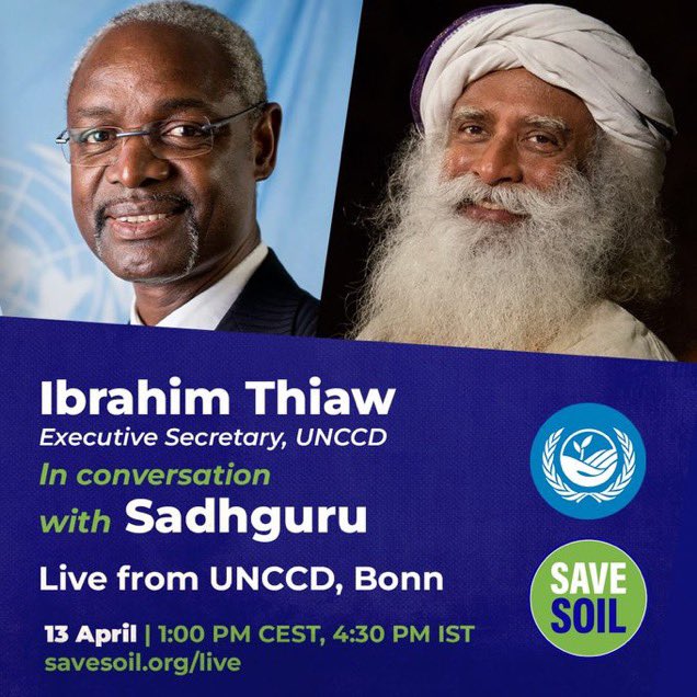 UNCCD Exec Sec &amp; Sadhguru, Happening now at 7am est! Join live by going to: Isha.us/LIVE or savesoil.org  #savesoil #SaveSoilAtUNCCD <a href="/SadhguruJV/">Sadhguru</a> <a href="/cpsavesoil/">Conscious Planet #SaveSoil</a>