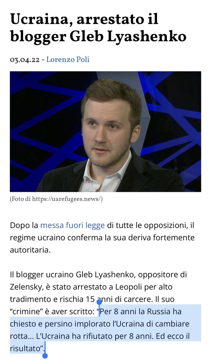 valy_s's tweet photo. In #Russia gli oppositori finiscono in carcere o peggio..
Beh,anche in #Ucraina.
Ieri l’arresto di un DEPUTATO di opposizione
Passato però sotto silenzio,il 3/04, l’arresto di un blogger,Gleb #Lyashenko,per le sue posizioni filorusse
Rischia 15 anni
Valori occidentali?Democrazia? https://t.co/3IAsQnUmr2