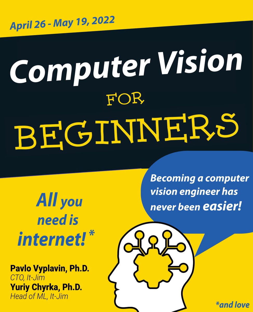 jimitjim's tweet photo. We are launching a free 4-week course "Computer Vision for Beginners". 

📅 When: April 26 - May 19, 2022 
🏡 Where: Online
📝 Registration: before April 22, 2022. 

More information: https://t.co/KJmTUgGiLI https://t.co/KNJCET2Et7
