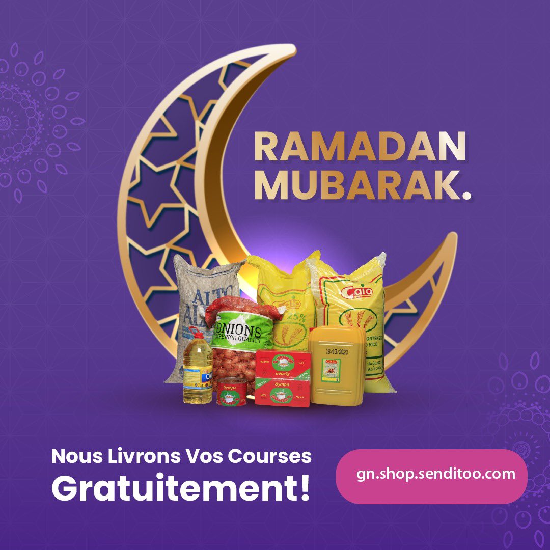 Senditoogn's tweet photo. Ramadan Mubarak ✨🌙 - On vous facilite le Sounakhati. 

Faites vos courses ainsi que celles de vos proches sans vous déplacer. 

Livraison gratuite pendant tout le mois de Ramadan en allant sur 👉👉👉https://t.co/FhY5W9k6Qp. 

Passez votre commande et on s’occupe du reste. https://t.co/ruKf69hyGX