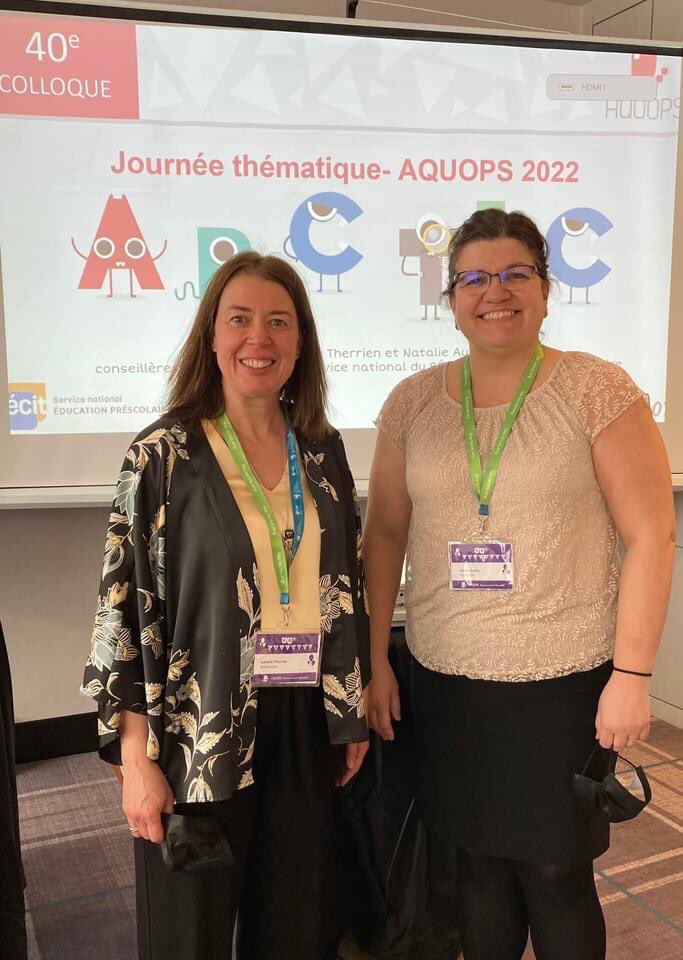 IsabellTherrien's tweet photo. Trop fières de notre journée de formation sur les abécédaires! #aquops #aquops2022 #recitprescolaire https://t.co/0MYmPci3WB