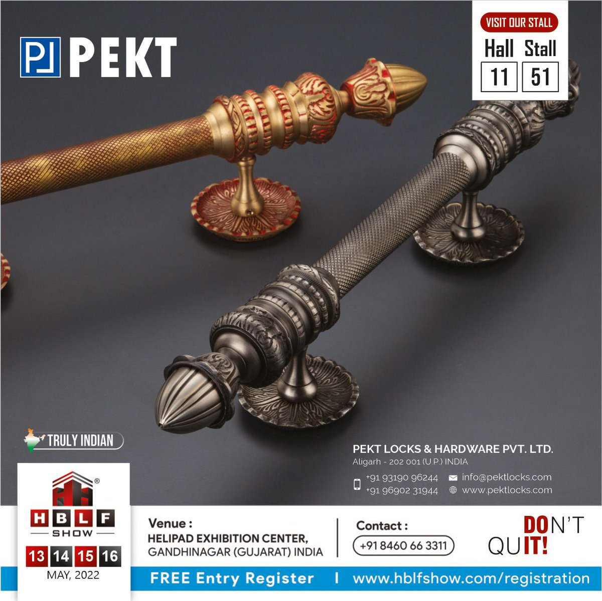 HardwareSamachr's tweet photo. PEKT Has a Unique & Antique designer handles collection that spirals the beauty of the House.
visit their Stall-51 in Hall-11 in @HBLFShow 2022 at Helipad Exhibition Centre, Gandhinagar from 13th to 16th May 2022.
#pektlocks #HardwareSupplier #interiorproduct #hardwaresupplier https://t.co/uXVTk2gXTJ