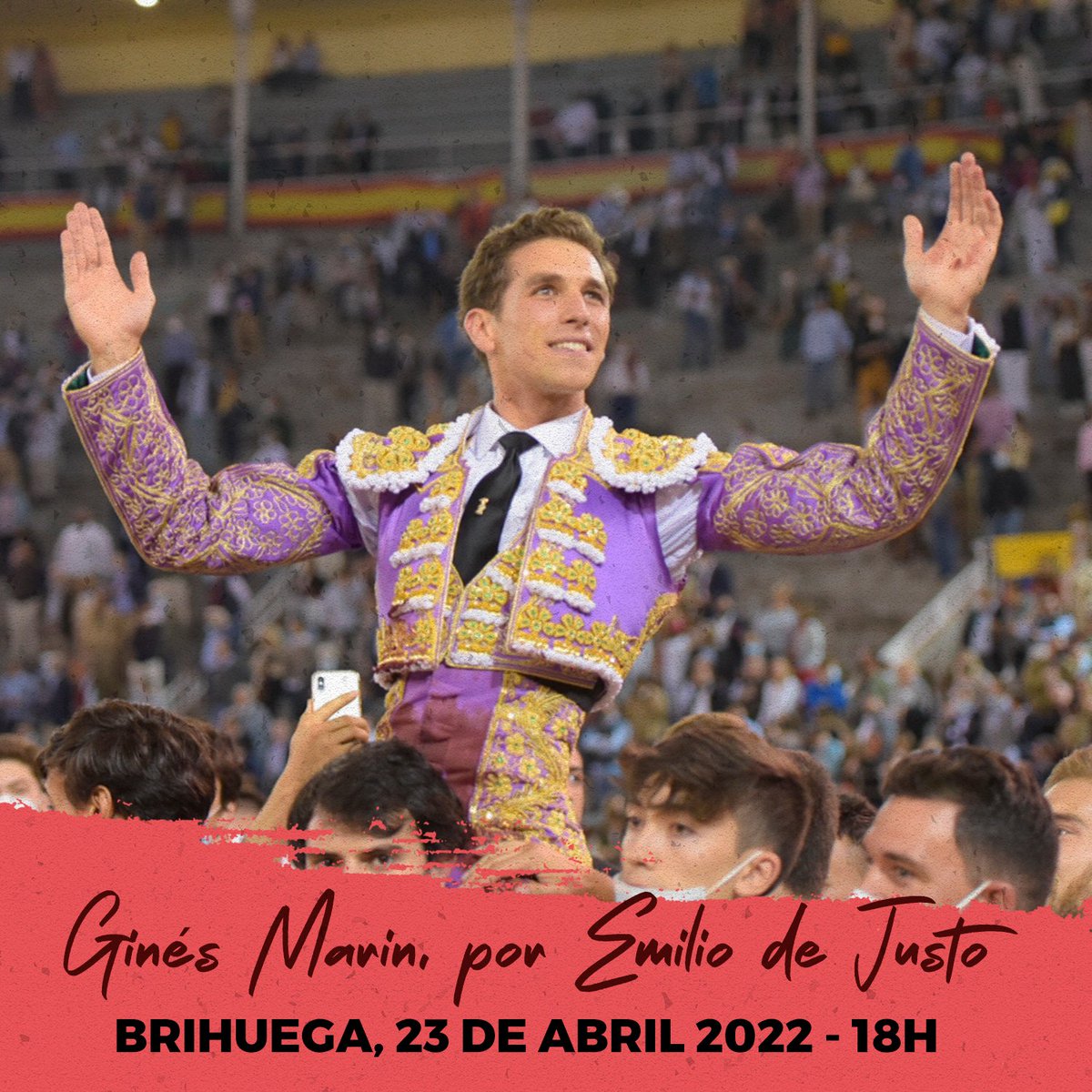 🔊El último triunfador de Madrid, 𝗚𝗶𝗻𝗲́𝘀 𝗠𝗮𝗿𝗶́𝗻, sustituirá en la 𝗰𝗼𝗿𝗿𝗶𝗱𝗮 𝗱𝗲 𝗽𝗿𝗶𝗺𝗮𝘃𝗲𝗿𝗮 del 23 de abril a 𝗘𝗺𝗶𝗹𝗶𝗼 𝗱𝗲 𝗝𝘂𝘀𝘁𝗼, cogido en la plaza de toros de Madrid el Domingo de Ramos, a quien aprovechamos para mandar una pronta recuperación.