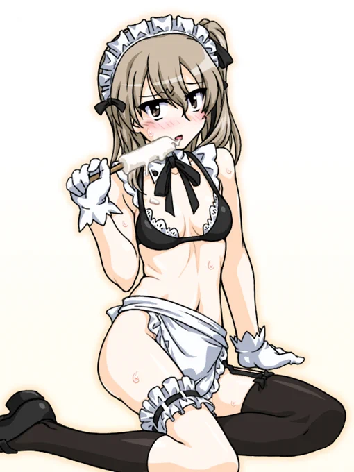 連日の暑さに参ったので水着メイド愛里寿ちゃんをちょっと描き直して再掲 