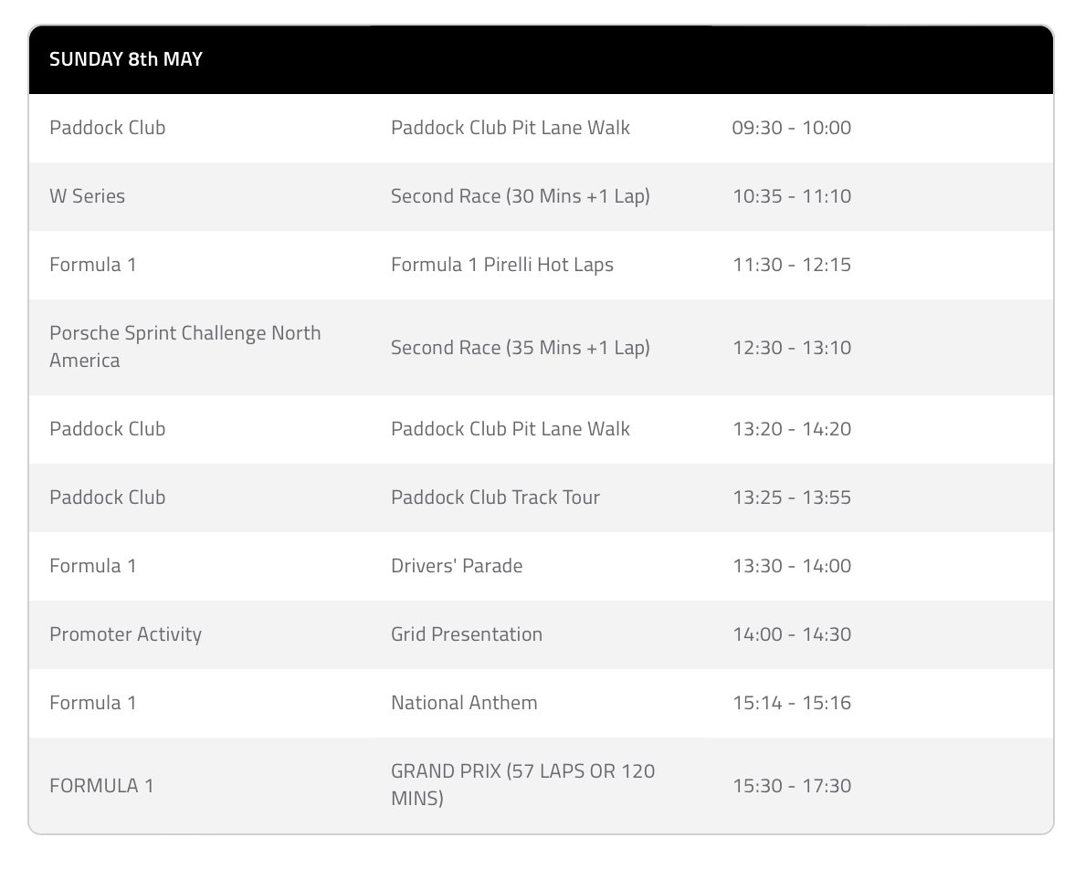 WTF1 on Twitter "F1 have updated their Miami GP timetable, which no