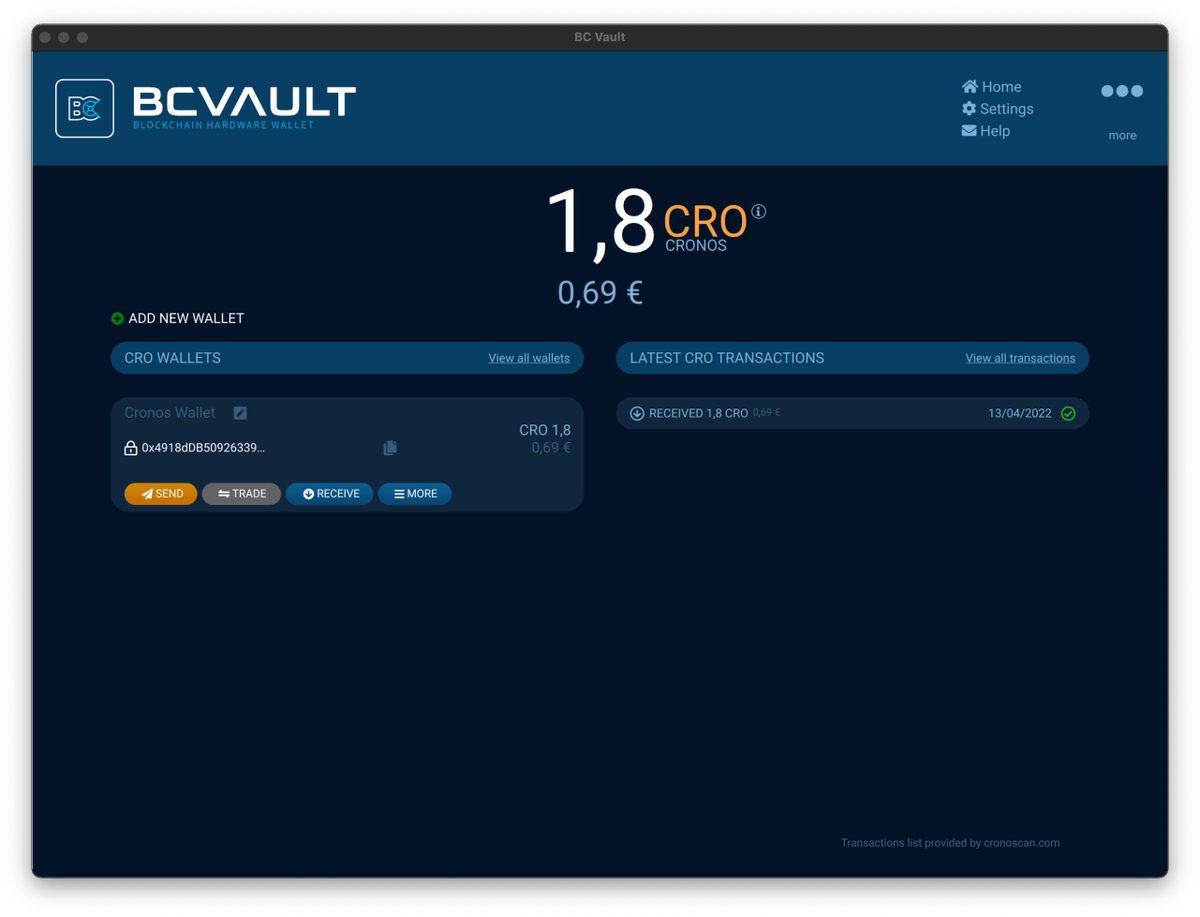 AlenSalamun's tweet photo. Well, we promised, now we will deliver! Implementation of #CRO @cronosapp (including all tokens) is complete and in release tests! All @cryptocom users will be able to store #CRO and all tokens in #bcvault @bc_vault #cryptowall in next version! #cryptoorg blockchain to follow! https://t.co/Nlv8G9QD6z