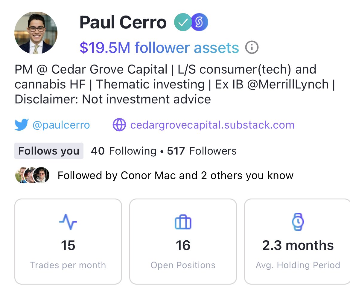 Do you know how many trades you execute per month and your average holding period?

<a href="/JoinCommonstock/">Commonstock</a> users with connected portfolios do!

Congrats to <a href="/paulcerro/">Paul Cerro</a> for cracking the top investor list this week!