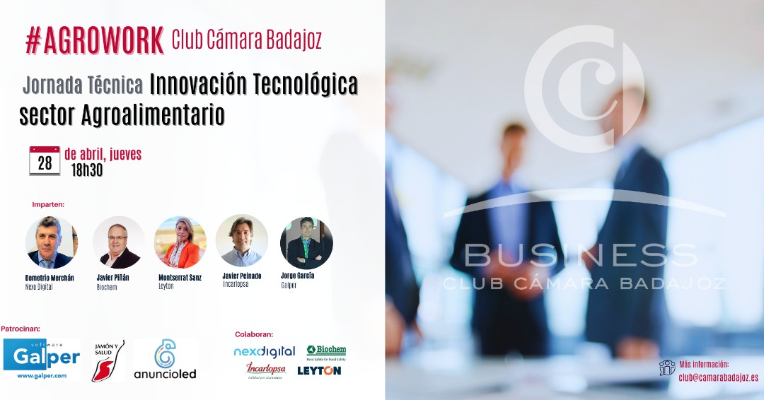 CamaradeBadajoz's tweet photo. Nueva sesión #ClubCámaraBadajoz 👌
📌 #AGROWORK: Innovación Tecnológica sector Agroalimentario
📆 28 de abril
🖥 Gratuita previa inscripción: https://t.co/IyIr93Lu7h
#Galper
@JamonySalud
#Anuncioled https://t.co/om2L3TXSiT