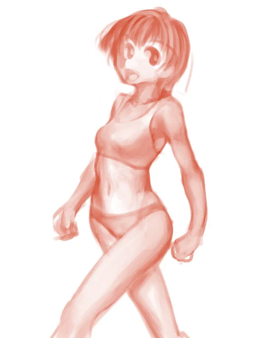 適当にポーズれんしう的なラフ。こういう描き方をするから、服とか着せていくのが億劫になっていく罠('・ω・`) 