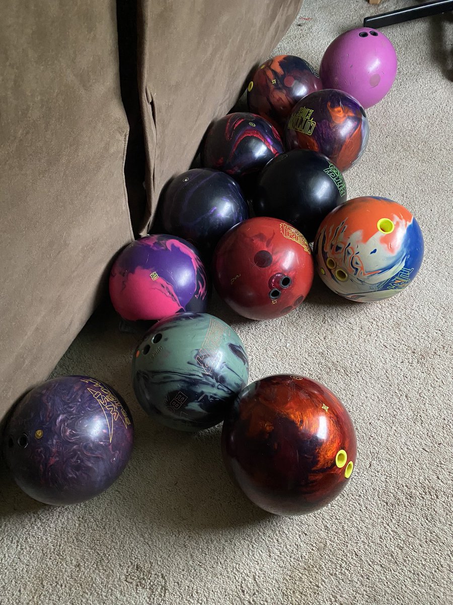 CADean104's tweet photo. My kid has a serious problem. LOL. 8 more in his bags on the ready. New one already requested. #bowling #gobowling #2handedbowler #238average #JTBAchamp #JrGold #14yearsold @JBelmo @PBATour @Storm_Nation @FloBowling @KyleTroupPBA https://t.co/sCkn14AI0q