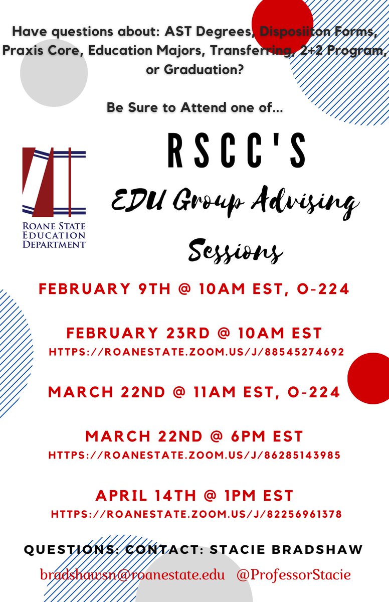 ProfessorStacie's tweet photo. Our last group advising session of the semester will be tomorrow, April 14th at 1pm EST via Zoom. 
https://t.co/pvgQG5xk4G
#Advising4EDU #rsccEDUnews #IntroTeach101 #ExcepChild111 #EdPsych211 #futureteachersofrscc https://t.co/2pe7zkJDPk