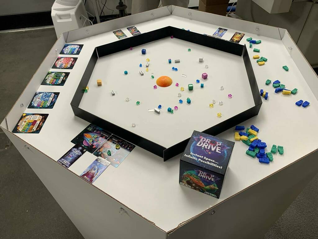 PhaseShiftGames's tweet photo. We’re starting to prototype our convention kiosk for #DropDrive - it’s going to be amazing!! #boardgames #tabletop https://t.co/gQ29GY1gBa