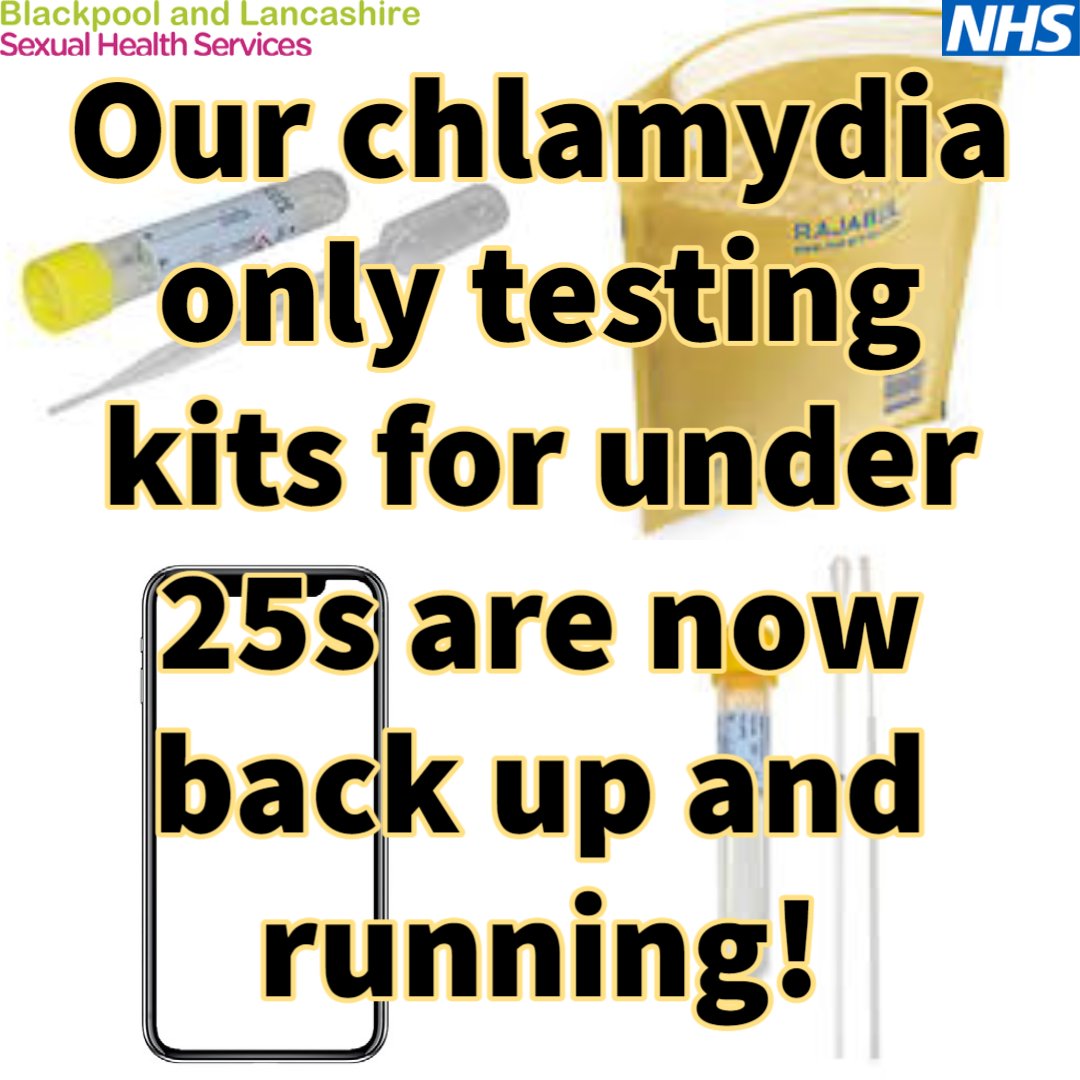 Our chlamydia only testing kits for under 25s are now back up and running to order for Blackpool and Lancashire! Visit lancashiresexualhealth.nhs.uk to order yours @BlackpoolHosp @shsblackpool #sexualhealth #contraception #condoms #gettested