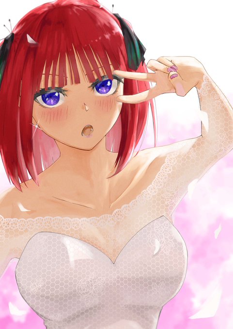 かじき@イラストさんがTwitterに投稿した中野二乃(五等分の花嫁)のイラスト。