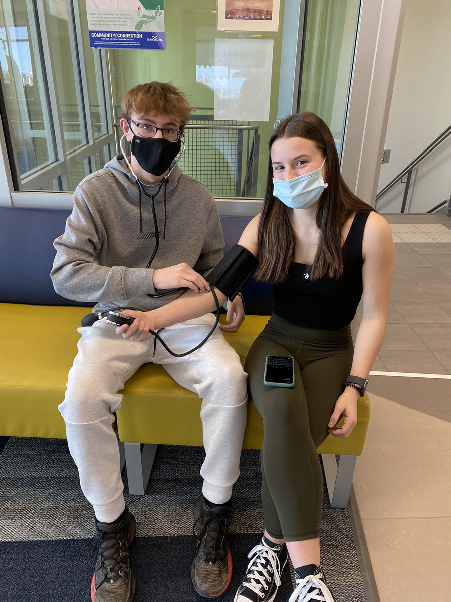 Futur health professionals in action as Biology 11 students learn to take blood pressure.<a href="/islandviewhigh/">Island View High</a>