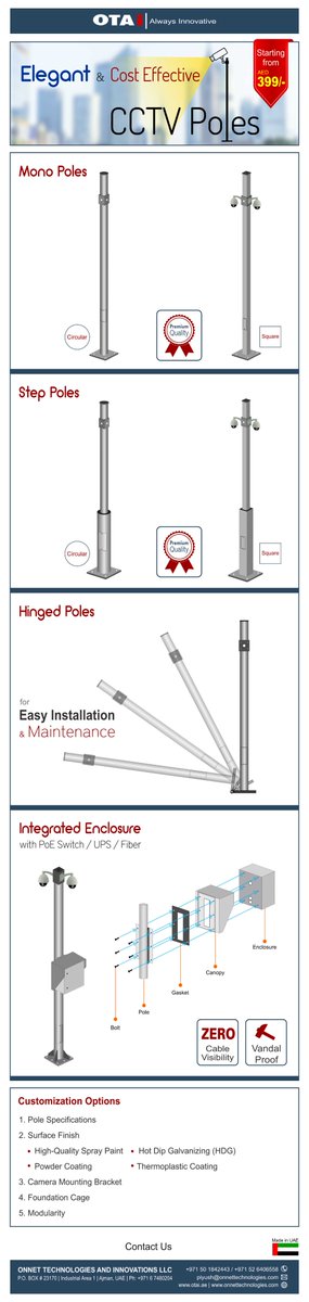 OnnetL's tweet photo. CCTV Poles starting as low as @AED 399/-

Minimum EFFORT + Save PRECIOUS TIME = OTAI , 
Your RIGHT Partner for CCTV Poles..!

More details :
https://t.co/ac846BZjkz

#OTAI #ONNET #CCTV #poles #cctvpole #monopole #hingedpole #steppole #smartpole #smartsolutions #costeffective https://t.co/UolCZmqI28