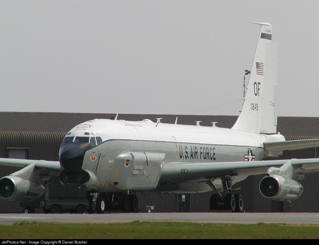 scan_sky's tweet photo. #USAF - Boeing RC-135U "Combat Sent 🦈" - 64-14849 - #OLIVE49

Departed From RAF Mildenhall 🇬🇧 🇺🇸 At 0330z &amp; Heading Back To Lincoln Airport 🇺🇸 After A European Deployment.

The Aircraft Has Been Active Over Eastern Europe 🇪🇺 &amp; Also The Barents Sea During Its Deployment. https://t.co/mJSRsYdvLp