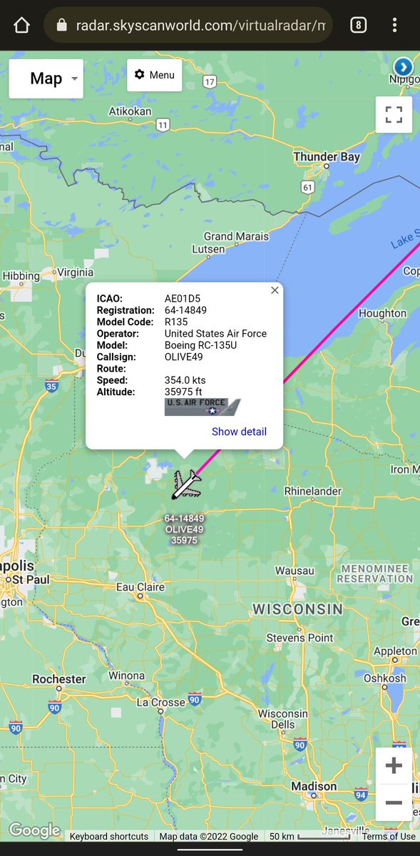 scan_sky's tweet photo. #USAF - Boeing RC-135U "Combat Sent 🦈" - 64-14849 - #OLIVE49

Departed From RAF Mildenhall 🇬🇧 🇺🇸 At 0330z &amp; Heading Back To Lincoln Airport 🇺🇸 After A European Deployment.

The Aircraft Has Been Active Over Eastern Europe 🇪🇺 &amp; Also The Barents Sea During Its Deployment. https://t.co/mJSRsYdvLp