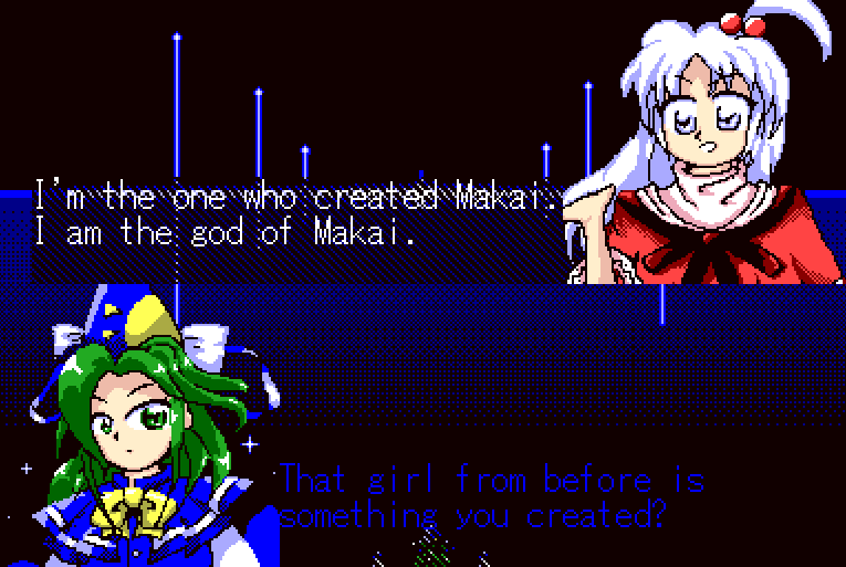 Shinki: "I'm the one who created Makai. I am the god of Makai."