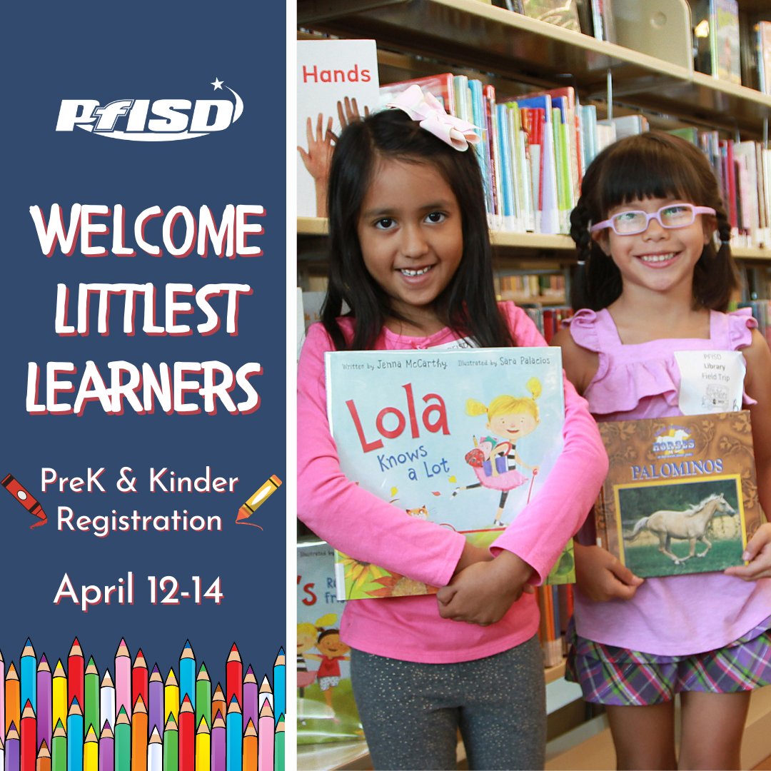 We look forward to welcoming our littlest learners today! 
* See if your child is eligible for our free Pre-K program here: pfisd.net/Page/6207
* Info on PfISD kindergarten here: pfisd.net/Page/8496
* Online registration details here: pfisd.net/domain/232