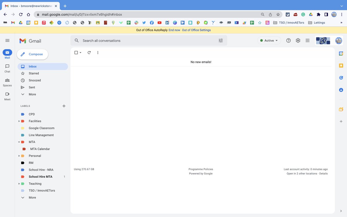 TrainingwithBM's tweet photo. Check out the new #gmail look! I love the integrations and solid feel to the new look already. 

**Top Tip**

If you have right side #chat turned on, turn this OFF to get the new layout to appear in your account. 

What do you think?

#GoogleET #GoogleEdu #GoogleWorkspace #Update https://t.co/HQiz3TxVWw