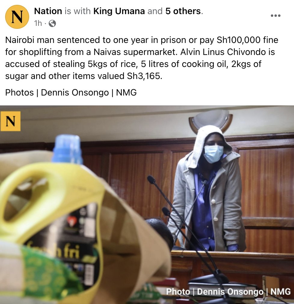 uvy's tweet photo. @NelsonHavi @OleItumbi @WilliamsRuto How can someone who stole food stuff worth 3k be able to raise a 100K fine, justice needs to be fair, how can we be the change we ask for? lets help this young blood be set free https://t.co/T2aYIly0wC
