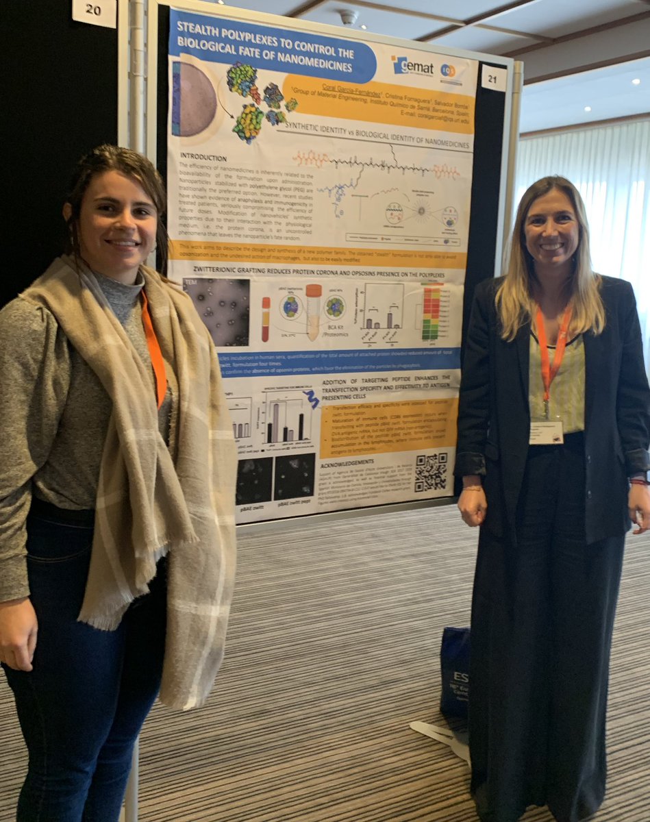 CFornagueraP's tweet photo. 📢📢 Come to see our poster on #Stealth #Polyplexes to control #ProteinCorona and 🔬 #Nanomedicines biodistribution at #ESCDD2022 @CoralGF @IQSbarcelona @uramonllull https://t.co/wSyG7zjTWD