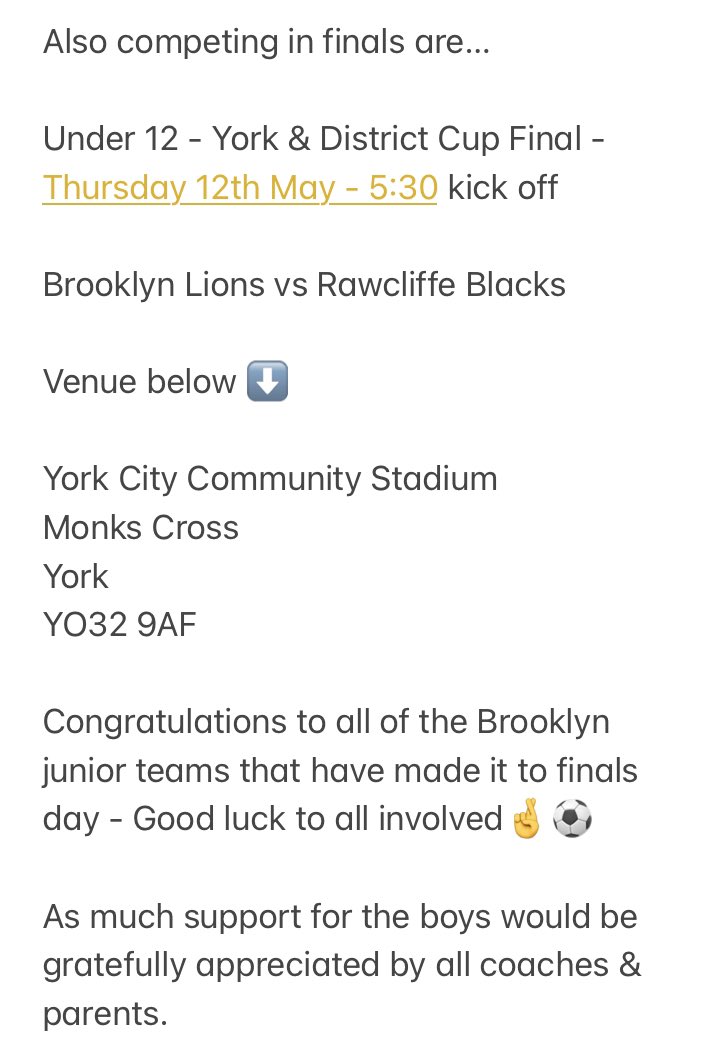 FanPickering's tweet image. News on @Brooklynjfc teams making there end of season cup finals

More information below ⬇️

Good luck to all 🤞🏆