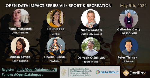 derilinx's tweet photo. 📢 @derilinx &amp; @GovDataIE (@IRLDeptPER) announce #OpenDataImpact Series VII, May 5th! ️#OpenData &amp; #Sport&amp;Recreation 👉🏼https://t.co/4Pbk9kKPw4
Speakers @ManserghFiona @NGraham161 @deirdrelee @catherinemcarty @alsav25 @drpetertierney + more
#DataSharing #LinkedData #DataImpact https://t.co/Ga3OUrzaOK