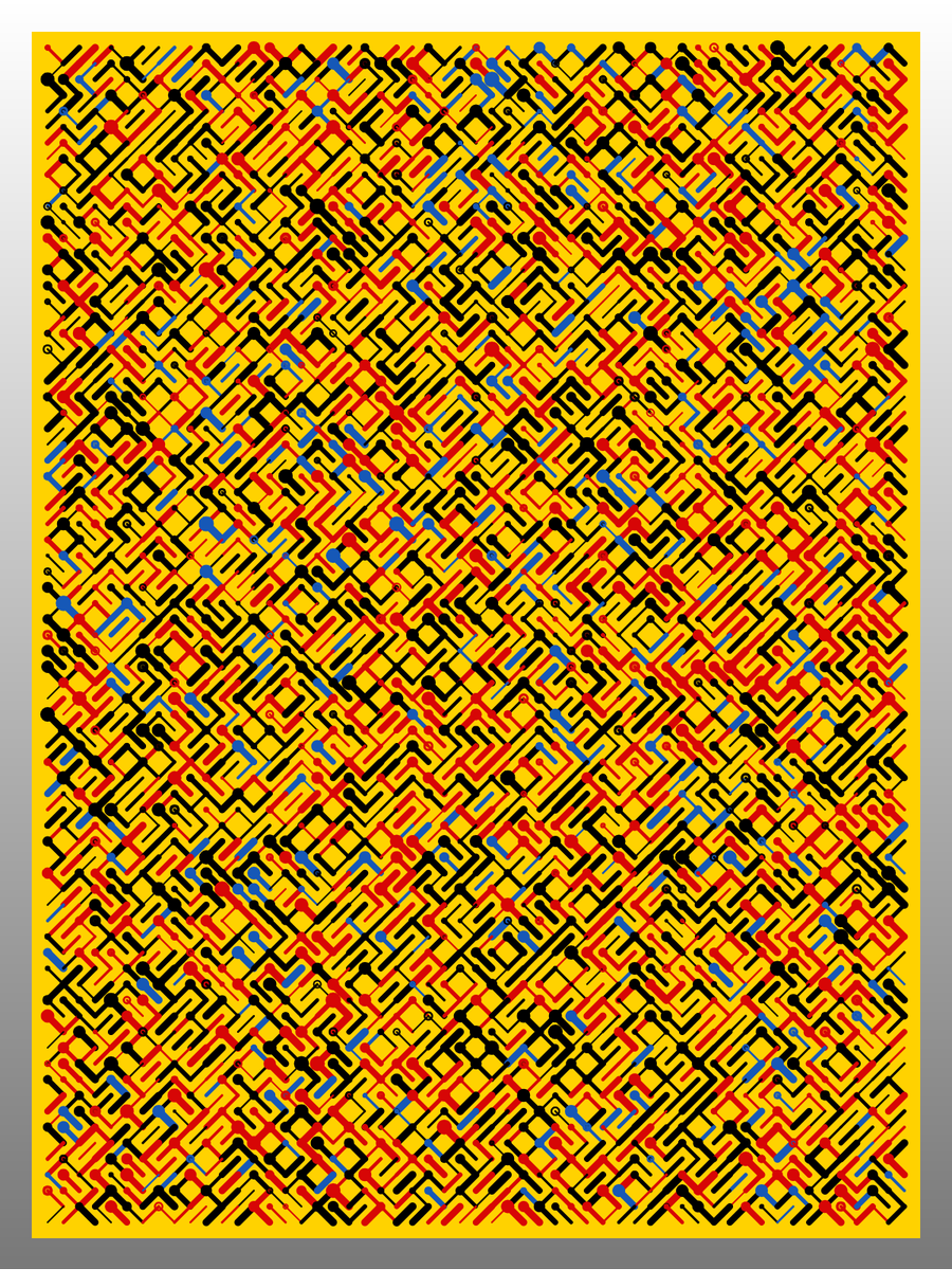 Cbain4's tweet photo. 10 PRINT 

How can something inspired by one line of code have so many amazing derivatives?  

Each piece has at least 6 attributes. 

Piece 3 is the first with three colours of line. 

#NFTs #creativecoding #P5JS #10PRINTNFT https://t.co/53CydrTcTN