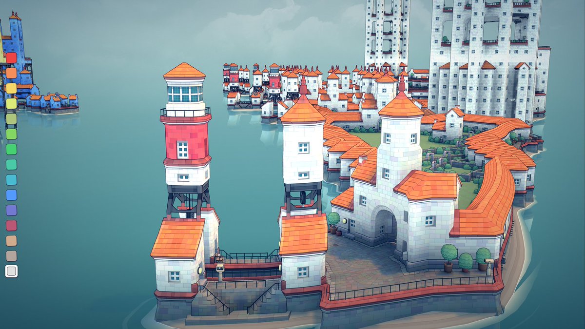 Gigantisaurus's tweet photo. @1jcmaxwell Hey Jim, hope you're well. This tweet makes me think you might enjoy the video game Townscaper. Its a really simple click and build game and you can make stuff like this. https://t.co/p1sSJ4ysYY