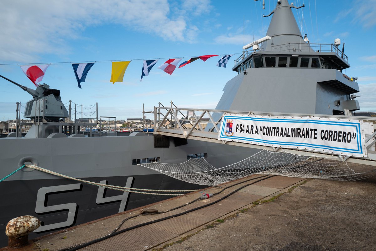 navalgroup's tweet photo. [#ARACordero] 🇦🇷🇫🇷 The last of the 4⃣ Argentinian offshore patrol vessel (OPV), OPV 87 A.R.A. Contraalmirante Cordero, was delivered today to the @Armada_Arg. ⚓️ The delivery and commandment handover ceremony marks the completion of a successful program.
#LaArmadaDeLosArgentinos https://t.co/Ke89PQ81US