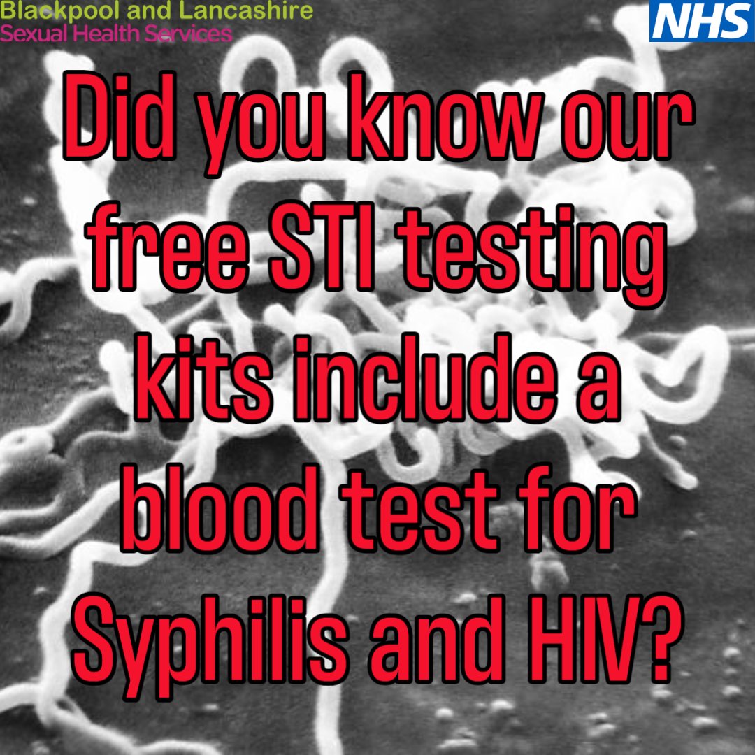 Did you know that our free online STI postal testing kits can include a blood test that tests for Syphilis and HIV? Order yours free from lancashiresexualhealth.nhs.uk Blackpool Teaching Hospitals NHS Foundation Trust #sexualhealth #condoms #contraception #gettested