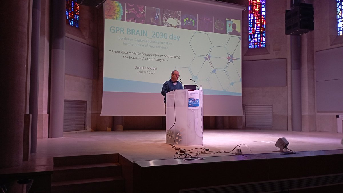 Neuro_Bordeaux's tweet photo. Introduction of the 1st edition of the GPR ("Grand Programme de Recherche") BRAIN_2030's Day, by Jerome Baufreton, director of @Neuro_Bordeaux and @daniel_choquet1, coordinator of the GPR. BRAIN_2030 is one of the 7 GPR (clusters of excellence) of @univbordeaux_EN. https://t.co/gOTZ6vbbyW