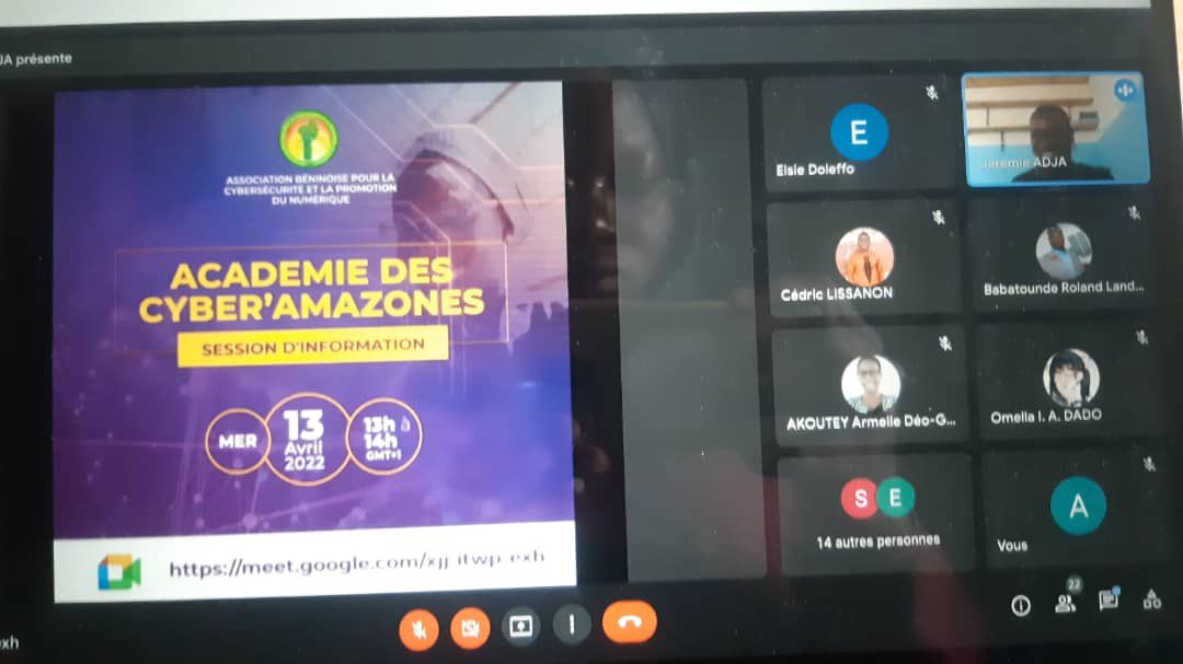 La session est en cours via ce lien bit.ly/cyberamazonesl… 

L’Association Béninoise pour la Cybersécurité et la Promotion du Numérique (ABC-PN) est une association qui a pour but de former, informer et sensibiliser les acteurs de l’écosystème sur la #cybersécurité.